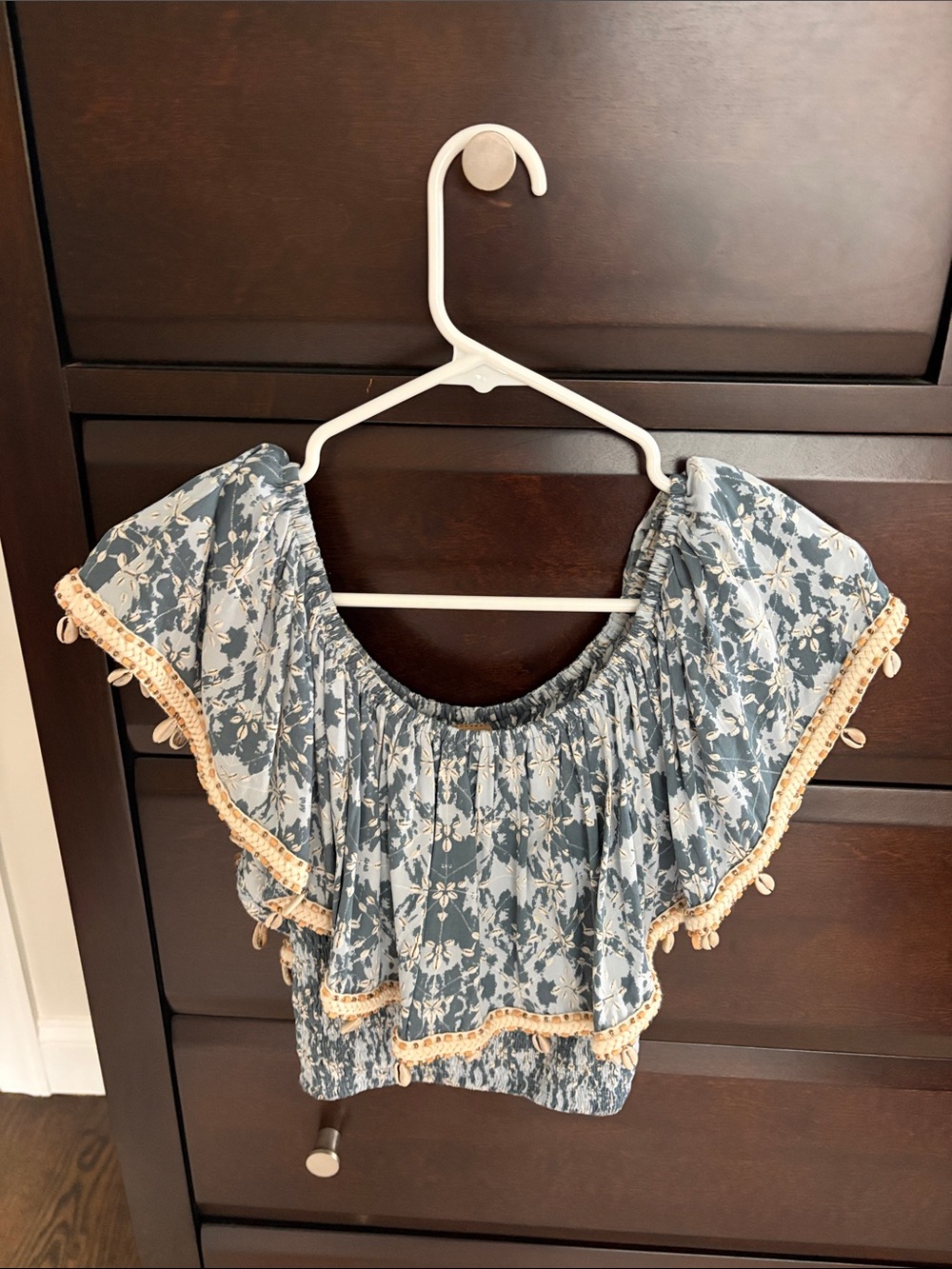 Skemo Dominica Printed off shoulder Ruffle Top - S
